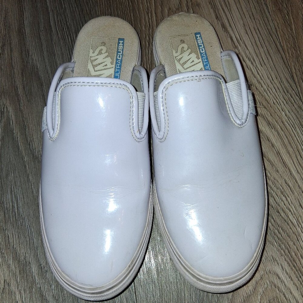 Vans Womens Faux Patent Leather Slip ons size 8